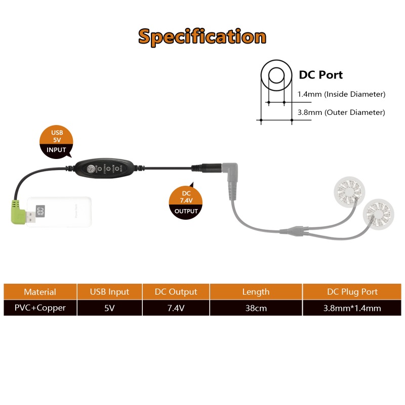 USB 5V To DC 7.4V Step-up Cable