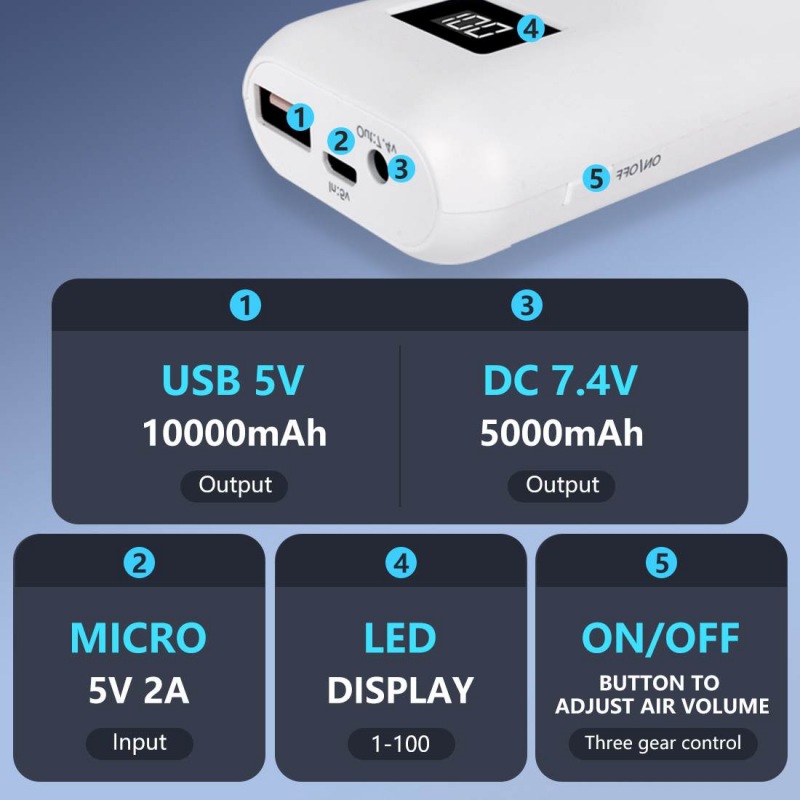 Cooling Fan Jacket Battery 10000mAh